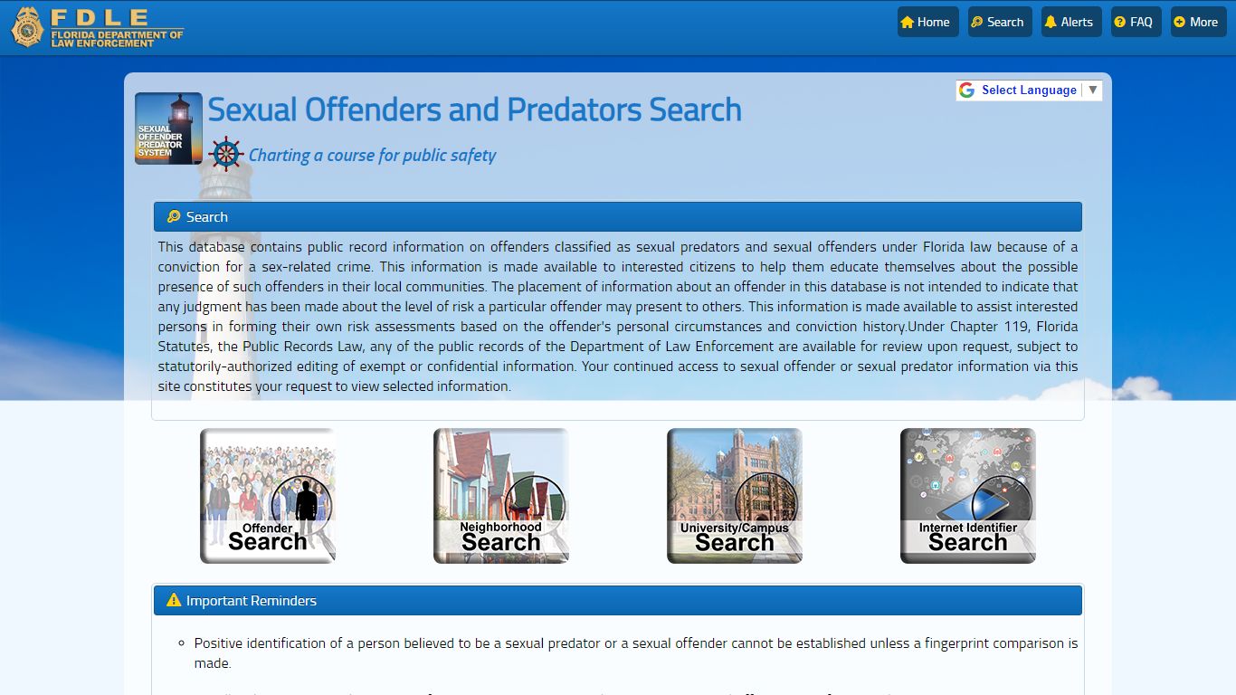 FDLE - Sexual Offender and Predator System