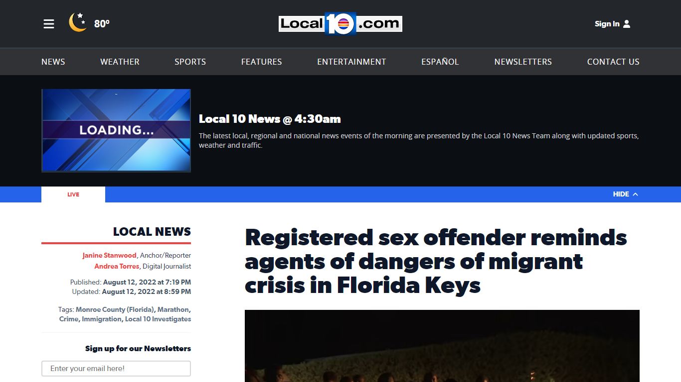 Registered sex offender was among 109 migrants on boat off Florida Keys ...